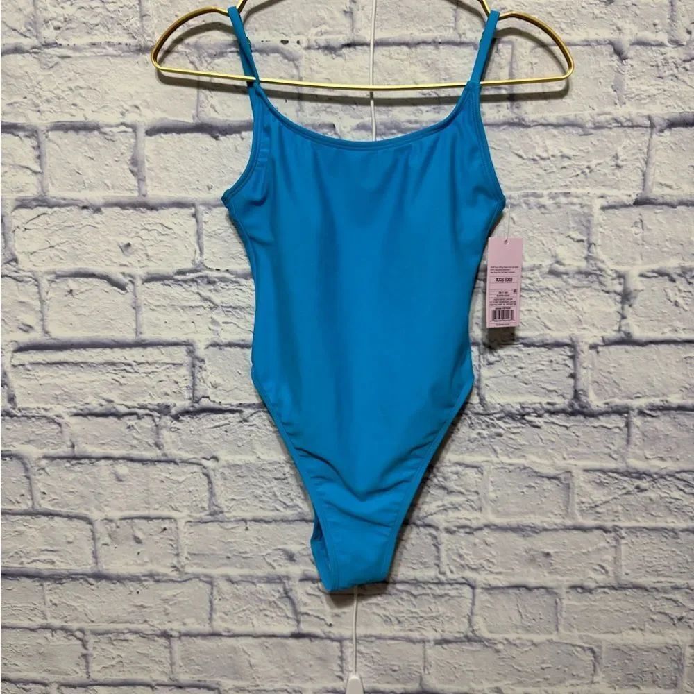 Wild fable high leg cheeky one piece blue swimsuit NWT